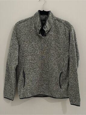 Eddie Bauer Olive Green Heather  Radiator Fleece Snap Neck Pullover Sweater - M